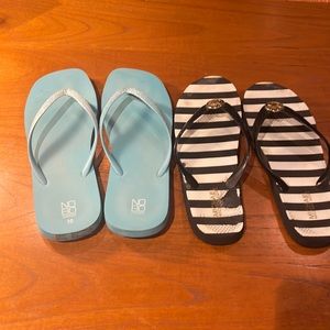 Michael Kors Black/White Stripe Flip Flops Plus Bonus Pair - Size 10